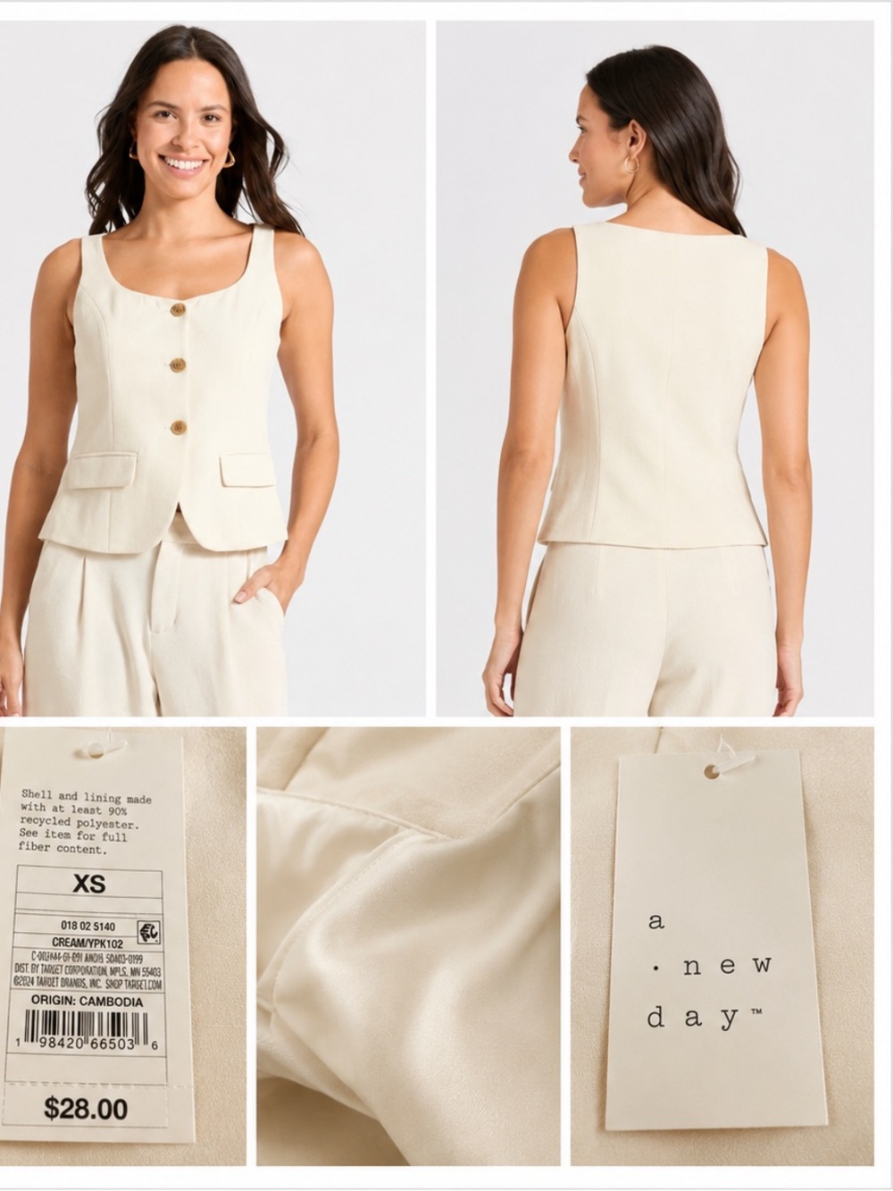 a new day Cream Button-Front Sleeveless Vest - Picture 2 of 2
